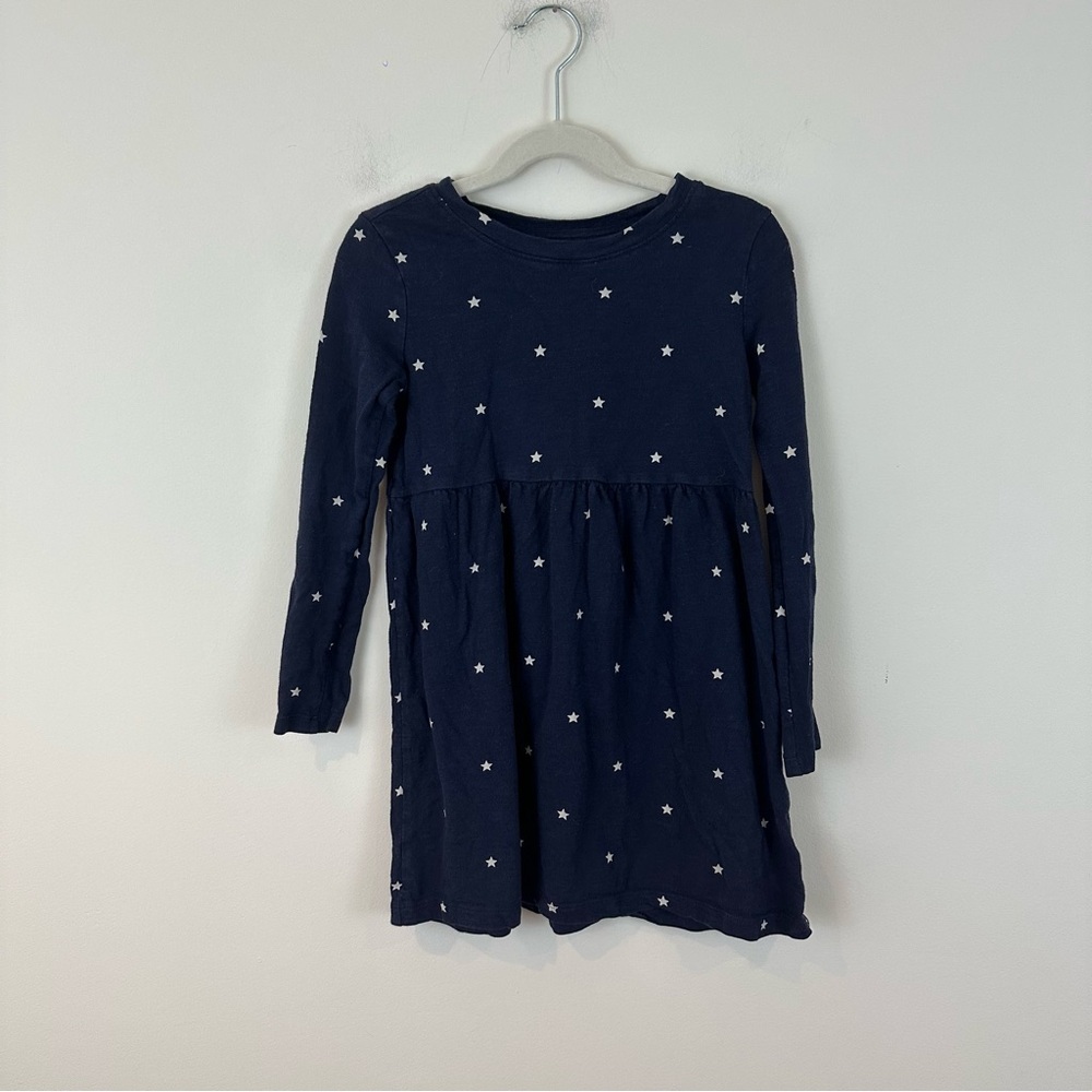 Gap Kids Navy Star-Print Long-Sleeve Kids Dress Small